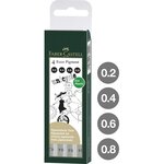 étui de 4  stylos feutre ECCO PIGMENT noir FABER-CASTELL