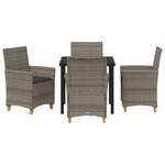 vidaXL Set de salle à manger de jardin avec coussins en poly rattan gris