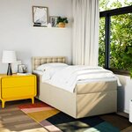 vidaXL Sommier à lattes de lit avec matelas Crème 90x200 cm Tissu