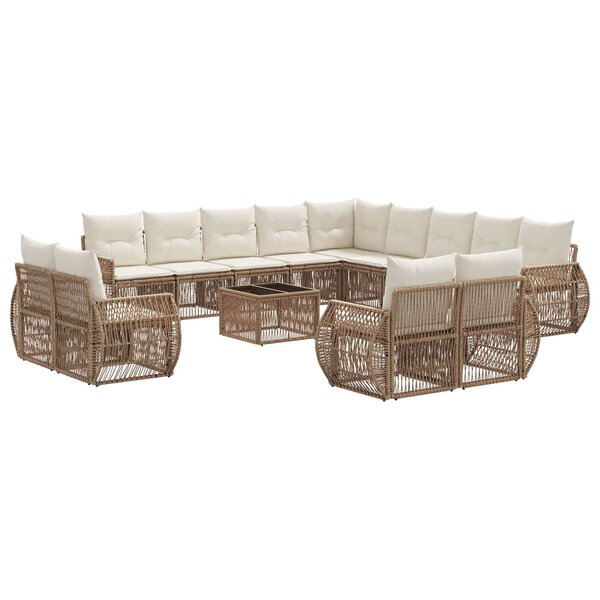 vidaXL Ensemble de canapé de jardin 14 Pièces Beige et blanc crème