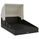 vidaXL Transat avec toit pliable noir 200x114x128 cm résine tressée