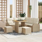 Ensemble de canapés de jardin 8 pièces vidaXL avec coussins parfumés Rattan poli Beige Acacia