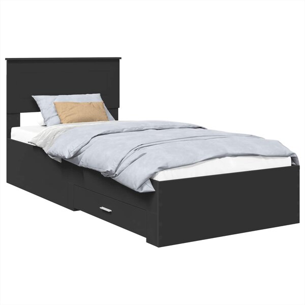 vidaXL Cadre de lit Noir et argent 75 x 190 cm Bois d'ingénierie