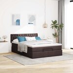 VidaXL Cadre de lit ottoman avec matelas marron foncé 140x200 cm tissu
