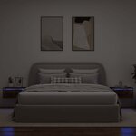 vidaXL Tables de chevet murales avec lumières LED 2 Pièces chêne fumé