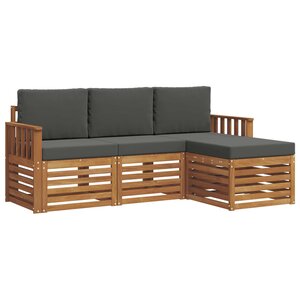 vidaXL Ensemble de canapés d'extérieur 4 pc Naturel et Anthracite