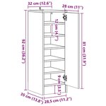 vidaXL Armoire à chaussures Gris béton 32x35x92 cm Bois d’ingénierie