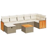 vidaXL Salon de jardin avec coussins 8 Pièces beige résine tressée