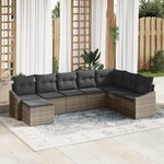 vidaXL Ensemble de canapé de jardin 8 Pièces Gris Poly rotin