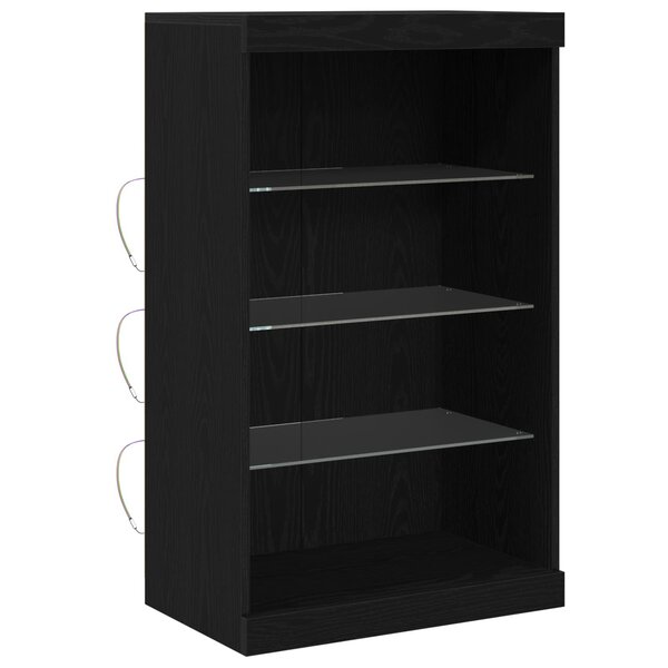 vidaXL Buffet LED Chêne noir 60 5 x 37 x 100 cm Bois d'ingénierie