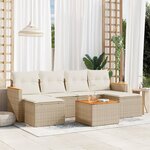 vidaXL Salon de jardin avec coussins 7 Pièces beige résine tressée