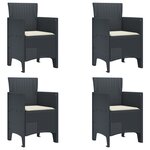 vidaXL Ensemble de Salle à Manger 5 Pièces avec Coussins Anthracite Rattan Poly