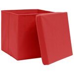 vidaXL Boîtes de rangement et couvercles 4 Pièces Rouge 32x32x32 cm Tissu