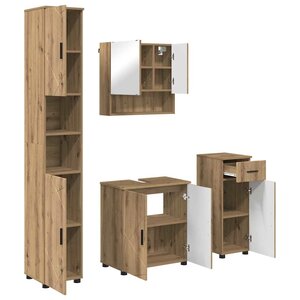 vidaXL Ensemble de mobilier de salle de bain 4 Pièces Chêne artisanal