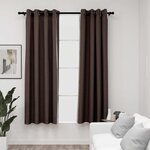 vidaXL Rideaux occultants Aspect lin avec œillets 2Pièces Taupe 140x175cm