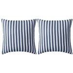 vidaXL Oreiller d'extérieur lot de 2 Impression rayure 45 x 45 cm Bleu
