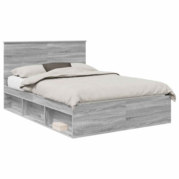 vidaXL Cadre de lit Gris Sonoma 160 x 200 cm Pin massif