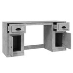Bureau table poste de travail meuble d'ordinateur informatique étude avec armoire bois d'ingénierie gris 02_0023389