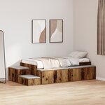 vidaXL Cadre de lit de rangement vieux bois 90x200 cm