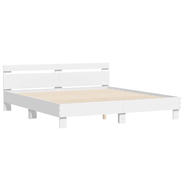 vidaXL Cadre de lit avec tête de lit blanc 180x200cm bois d'ingénierie