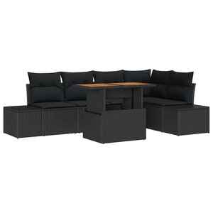 vidaXL Ensemble de salle à manger pour jardin 6 Pièces Noir et Marron