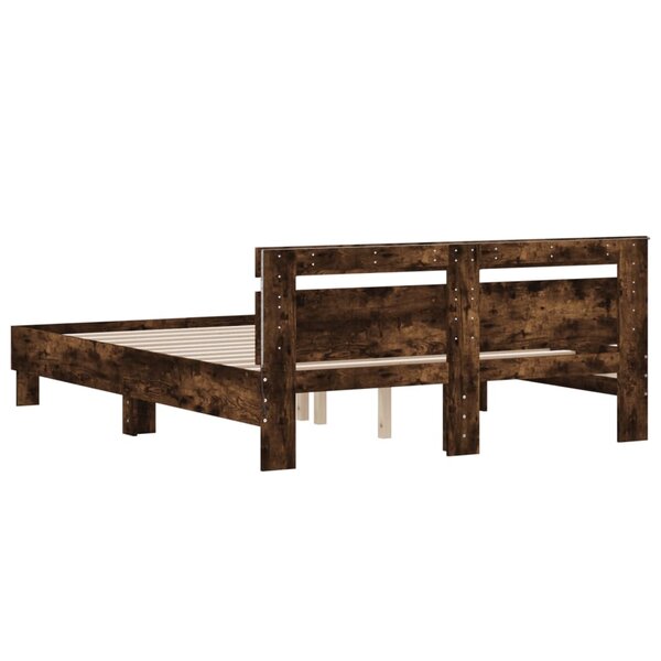 vidaXL Cadre de lit avec LED sans matelas chêne fumé 150x200 cm