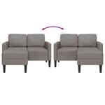 vidaXL Canapé 2 places avec méridienne en L taupe 125 cm tissu