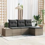 vidaXL Ensemble de canapé de jardin avec coussin 4 Pièces Gris