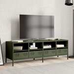 vidaXL Meuble TV vert olive 135x39x43 5 cm acier laminé à froid