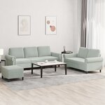 vidaXL Ensemble de canapés 3 Pièces avec coussins Gris clair Velours