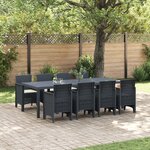 vidaXL Ensemble de Salle à Manger de Jardin en 9 Pièces avec Coussins Anthracite en Rattan Poly