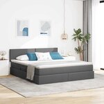 vidaXL Lit de rangement LED avec matelas Gris foncé 180 x 200 cm Tissu