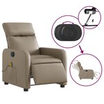 vidaXL Fauteuil de massage inclinable électrique cappuccino similicuir