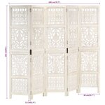 vidaXL Cloison de séparation 5 panneaux Blanc 200x165 cm Bois manguier
