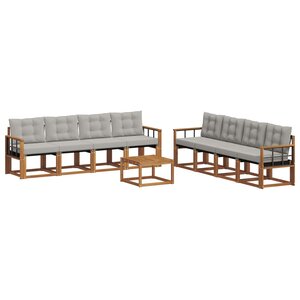 vidaXL Ensemble de canapés d'extérieur 9 Pièces Gris Naturel et Clair