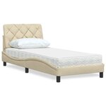 vidaXL Lit avec matelas crème 90x200 cm tissu
