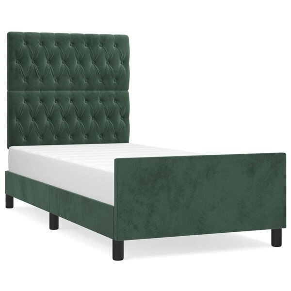 vidaXL Cadre de lit avec tête de lit Vert foncé 100x200 cm Velours