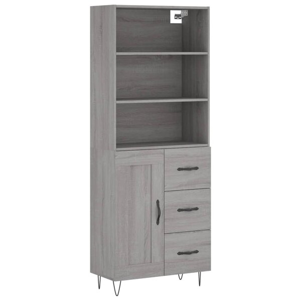 vidaXL Buffet haut Sonoma gris 69 5x34x180 cm Bois d'ingénierie