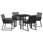 vidaXL Ensemble de salle à manger pour jardin 5 Pièces Noir