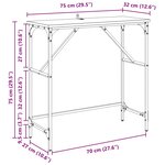 vidaXL Table console Chêne noir 75 x 32 x 75 cm Bois d'ingénierie