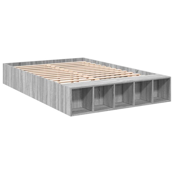 vidaXL Cadre de lit sonoma gris 135x190 cm bois d'ingénierie