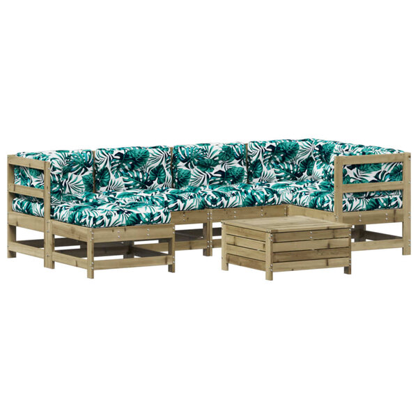 vidaXL Salon de jardin 7 Pièces avec coussins bois de pin imprégné