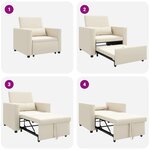 vidaXL Canapé Lit Simple Blanc crème 90 x 165 x 87 cm Lin