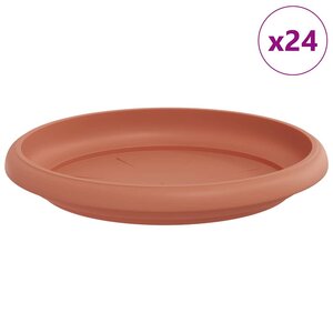 vidaXL Plateau à fleurs rond 24 Pièces Rouge brique Ø 14 x 2 cm Plastique