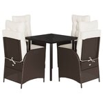 vidaXL Ensemble à manger de jardin 5 Pièces et coussins marron poly rotin
