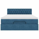 vidaXL Cadre de lit ottoman avec matelas bleu foncé 140x200 cm velours