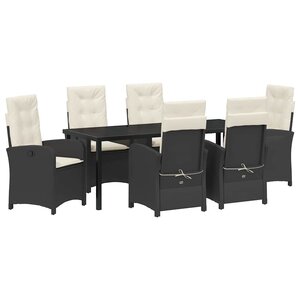 vidaXL Ensemble de salle à manger pour jardin 7 Pièces Noir polyrotin