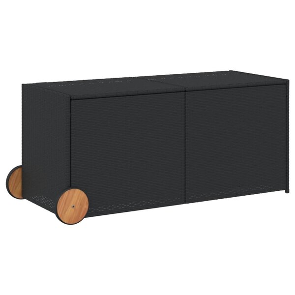 vidaXL Boîte de rangement de jardin et roues noir 283L résine tressée