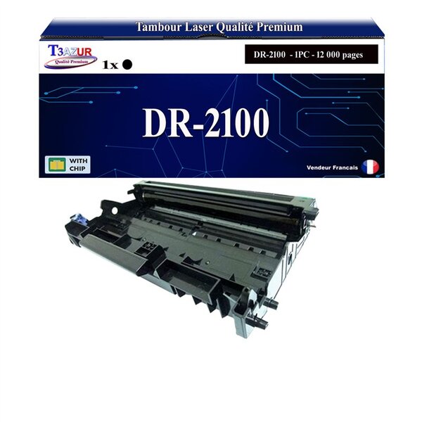 Kit Tambour compatible avec Brother DR2100 pour RICOH AFICIO SP1200  SP1200S  SP1200SF  SP1210  SP1210  SP1210N  - 12 000 pages - T3AZUR