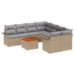 vidaXL Ensemble de canapé de jardin 9 Pièces Beige et Gris clair